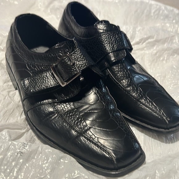 Stacy Adam’s boys size 2 dress shoes black acrylic strap - Picture 6 of 11